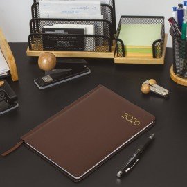 Еженедельник датированный 2026 А5 145х215мм BRAUBERG Select, балакрон, коричневый, 117183