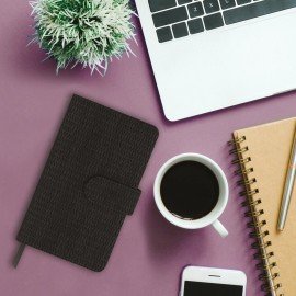 Еженедельник датированный 2026 МАЛЫЙ ФОРМАТ 95х155мм А6 BRAUBERG Augustus, под кожу, черный, 117186