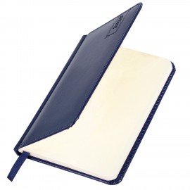 Еженедельник датированный 2026 МАЛЫЙ ФОРМАТ 95х155мм А6 BRAUBERG Imperial, под кожу, синий, 117187