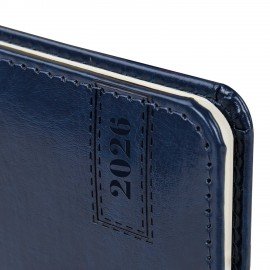 Еженедельник датированный 2026 МАЛЫЙ ФОРМАТ 95х155мм А6 BRAUBERG Imperial, под кожу, синий, 117187