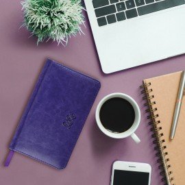 Еженедельник датированный 2026 МАЛЫЙ ФОРМАТ 95х155мм А6 BRAUBERG Rainbow, под кожу, сиреневый, 117191