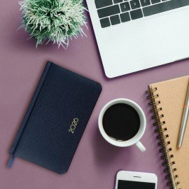 Еженедельник датированный 2026 МАЛЫЙ ФОРМАТ 95х155мм А6 BRAUBERG Select, балакрон, темно-синий, 117192