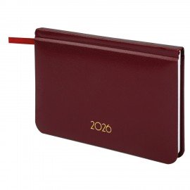 Еженедельник датированный 2026 МАЛЫЙ ФОРМАТ 95х155мм А6 BRAUBERG Select, балакрон, бордо, 117194