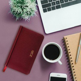 Еженедельник датированный 2026 МАЛЫЙ ФОРМАТ 95х155мм А6 BRAUBERG Select, балакрон, бордо, 117194