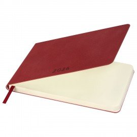 Еженедельник датированный 2026 МАЛЫЙ ФОРМАТ 95х155мм А6 BRAUBERG Unique, красный, 117206