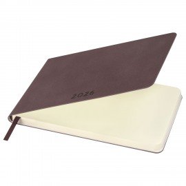 Еженедельник датированный 2026 МАЛЫЙ ФОРМАТ 95х155мм А6 BRAUBERG Unique, темно-коричневый, 117207