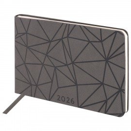 Еженедельник датированный 2026 МАЛЫЙ ФОРМАТ 105х160мм А6 BRAUBERG Imprint, тиснение, черный, 117209