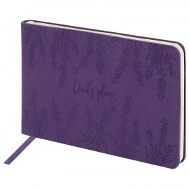 Еженедельник датированный 2026 МАЛЫЙ ФОРМАТ 105х160мм А6 BRAUBERG Imprint, тиснение, фиолетовый, 117210