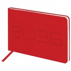 Еженедельник датированный 2026 МАЛЫЙ ФОРМАТ 105х160мм А6 BRAUBERG Imprint, тиснение, красный, 117211
