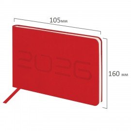 Еженедельник датированный 2026 МАЛЫЙ ФОРМАТ 105х160мм А6 BRAUBERG Imprint, тиснение, красный, 117211