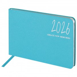 Еженедельник датированный 2026 МАЛЫЙ ФОРМАТ 105х160мм А6 BRAUBERG Blaze, фольга, голубой, 117214