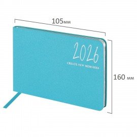 Еженедельник датированный 2026 МАЛЫЙ ФОРМАТ 105х160мм А6 BRAUBERG Blaze, фольга, голубой, 117214