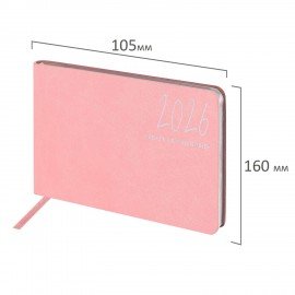 Еженедельник датированный 2026 МАЛЫЙ ФОРМАТ 105х160мм А6 BRAUBERG Blaze, фольга, розовый, 117215
