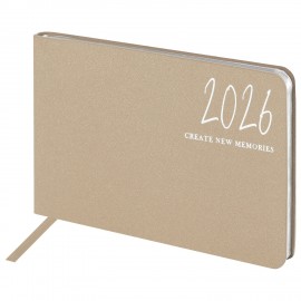 Еженедельник датированный 2026 МАЛЫЙ ФОРМАТ 105х160мм А6 BRAUBERG Blaze, фольга, бежевый, 117216