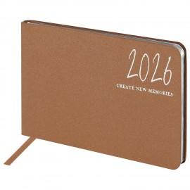 Еженедельник датированный 2026 МАЛЫЙ ФОРМАТ 105х160мм А6 BRAUBERG Blaze, фольга, коричневый, 117217