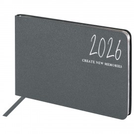 Еженедельник датированный 2026 МАЛЫЙ ФОРМАТ 105х160мм А6 BRAUBERG Blaze, фольга, серый, 117218