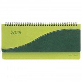 Планинг датированный 2026 305х140мм BRAUBERG Bond, под кожу, светло-зеленый, 117221