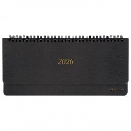 Планинг датированный 2026 305х140мм BRAUBERG Iguana, под кожу, черный, 117224