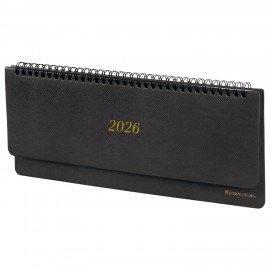 Планинг датированный 2026 305х140мм BRAUBERG Iguana, под кожу, черный, 117224