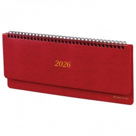 Планинг датированный 2026 305х140мм BRAUBERG Iguana, под кожу, красный, 117225