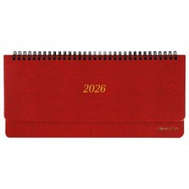 Планинг датированный 2026 305х140мм BRAUBERG Iguana, под кожу, красный, 117225