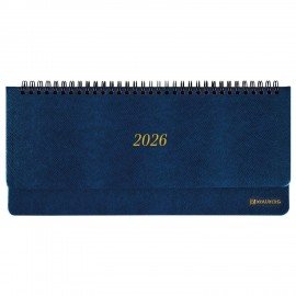 Планинг датированный 2026 305х140мм BRAUBERG Iguana, под кожу, синий, 117226