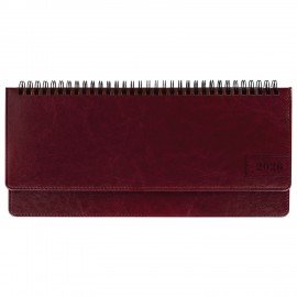 Планинг датированный 2026 305х140мм BRAUBERG Imperial, под кожу, бордовый, 117227