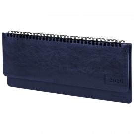 Планинг датированный 2026 305х140мм BRAUBERG Imperial, под кожу, синий, 117228