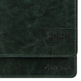 Планинг датированный 2026 305х140мм BRAUBERG Imperial, под кожу, зеленый, 117230