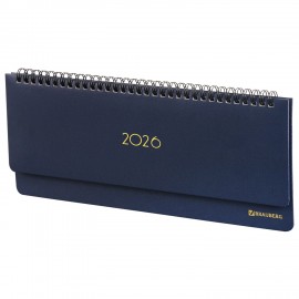 Планинг датированный 2026 305х140мм BRAUBERG Select, под кожу, темно-синий, 117231
