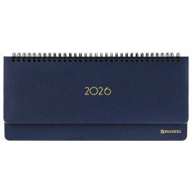 Планинг датированный 2026 305х140мм BRAUBERG Select, под кожу, темно-синий, 117231