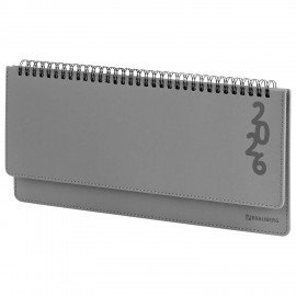 Планинг датированный 2026 305х140мм BRAUBERG Up, под кожу, серый, 117236