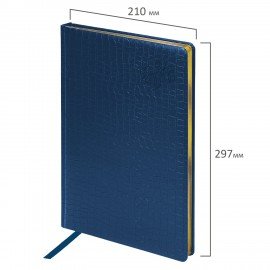 Ежедневник датированный 2026 БОЛЬШОЙ ФОРМАТ 210х297мм А4, BRAUBERG Comodo, под кожу, синий, 117243