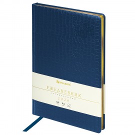 Ежедневник датированный 2026 БОЛЬШОЙ ФОРМАТ 210х297мм А4, BRAUBERG Comodo, под кожу, синий, 117243
