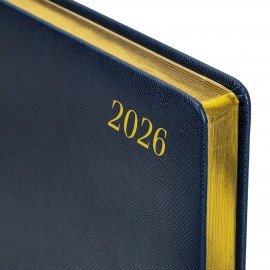 Ежедневник датированный 2026 БОЛЬШОЙ ФОРМАТ 210х297мм А4, BRAUBERG Iguana, под кожу, синий, 117245