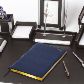 Ежедневник датированный 2026 БОЛЬШОЙ ФОРМАТ 210х297мм А4, BRAUBERG Iguana, под кожу, синий, 117245