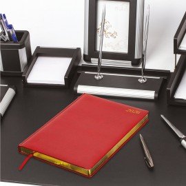 Ежедневник датированный 2026 БОЛЬШОЙ ФОРМАТ 210х297мм А4, BRAUBERG Iguana, под кожу, красный, 117246