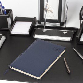 Ежедневник датированный 2026 БОЛЬШОЙ ФОРМАТ 210х297мм А4, BRAUBERG Imperial, под кожу, синий, 117247