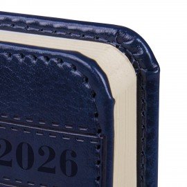 Ежедневник датированный 2026 МАЛЫЙ ФОРМАТ 100х150мм А6, BRAUBERG Imperial, под кожу, синий, 117255