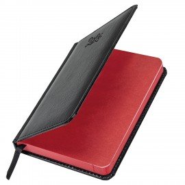 Ежедневник датированный 2026 МАЛЫЙ ФОРМАТ 100х150мм А6, BRAUBERG Rainbow, под кожу, черный, 117257