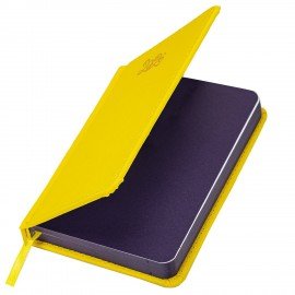Ежедневник датированный 2026 МАЛЫЙ ФОРМАТ 100х150мм А6, BRAUBERG Rainbow, под кожу, желтый, 117258