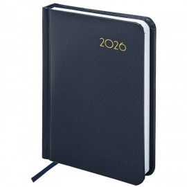 Ежедневник датированный 2026 МАЛЫЙ ФОРМАТ 100х150мм А6, BRAUBERG Select, балакрон, темно-синий, 117259
