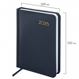 Ежедневник датированный 2026 МАЛЫЙ ФОРМАТ 100х150мм А6, BRAUBERG Select, балакрон, темно-синий, 117259