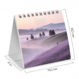 Календарь-домик настольный на гребне, 2026г, BRAUBERG, 101х101мм, Пейзаж, 117276