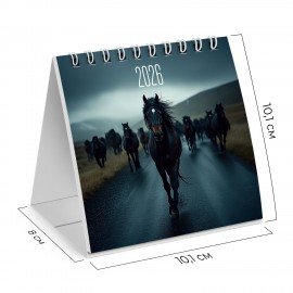 Календарь-домик настольный на гребне, 2026г, BRAUBERG, 101х101мм, Символ года, 117277