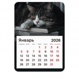 Календарь отрывной на магните 2026, BRAUBERG, 130Х180мм, склейка, Спящий кот, 117292