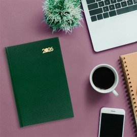 Ежедневник датированный 2026 145х215мм, А5, STAFF, обложка бумвинил, зеленый, 117308