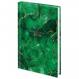 Ежедневник датированный 2026 145х215мм, А5, STAFF, ламинированная обложка, "Green Marble", 117315