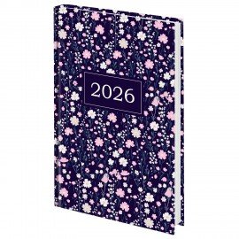 Ежедневник датированный 2026 145х215мм, А5, STAFF, ламинированная обложка, "Flowers", 117318