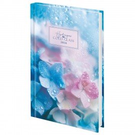 Ежедневник датированный 2026 145х215мм, А5, STAFF, ламинированная обложка, Гортензия, 117321